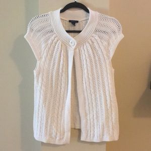 Cream cable knit sweater.